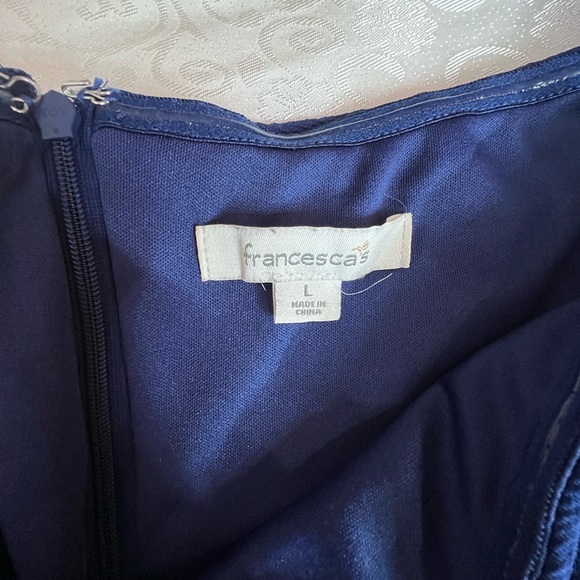 Francesca's Blue Alaina Off Shoulder A Line Crochet Detail Mini Dress - Large - Picture 5 of 5